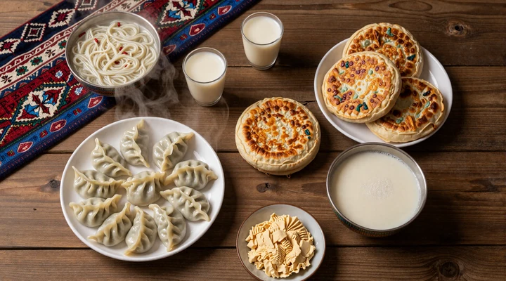 Traditional Mongolian cuisine with buuz dumplings and milk tea showcasing hospitality in Mongolian women dating culture