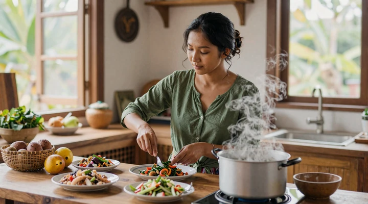 Burmese woman preparing traditional Myanmar cuisine showcasing hospitality in Burmese women dating culture