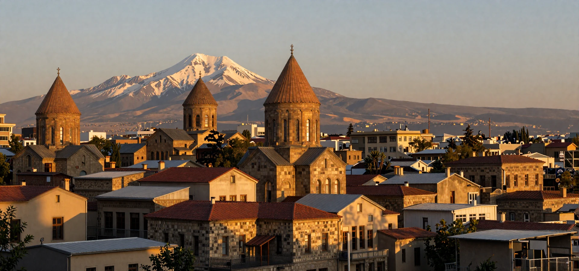 Golden hour over Yerevan Armenia with Mount Ararat symbolizing Armenian women dating heritage and culture