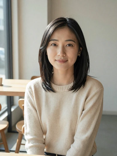 Yuki, 28, Japanese woman in a cream sweater at a cafe in Tokyo for Asian dating