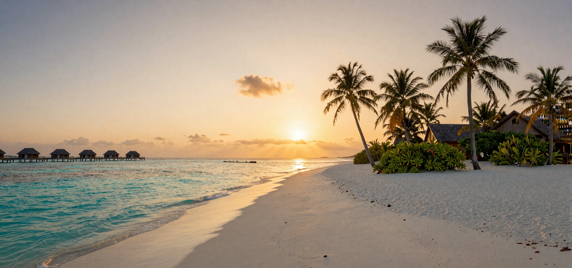 Tropical Maldives island landscape at golden hour representing Maldivian women dating culture